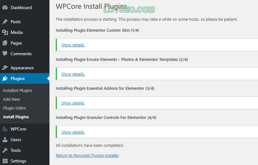bulk install plugins in wordpress wpcore 8