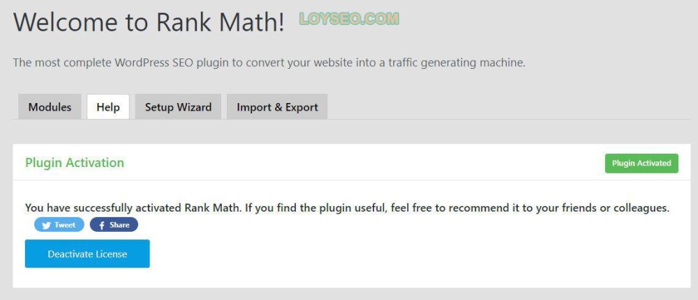 rank math successful activation page - 如何在Rank Math SEO的測試中得到100分 Rank Math成功啟動頁面