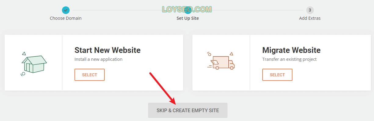 siteground create empty website