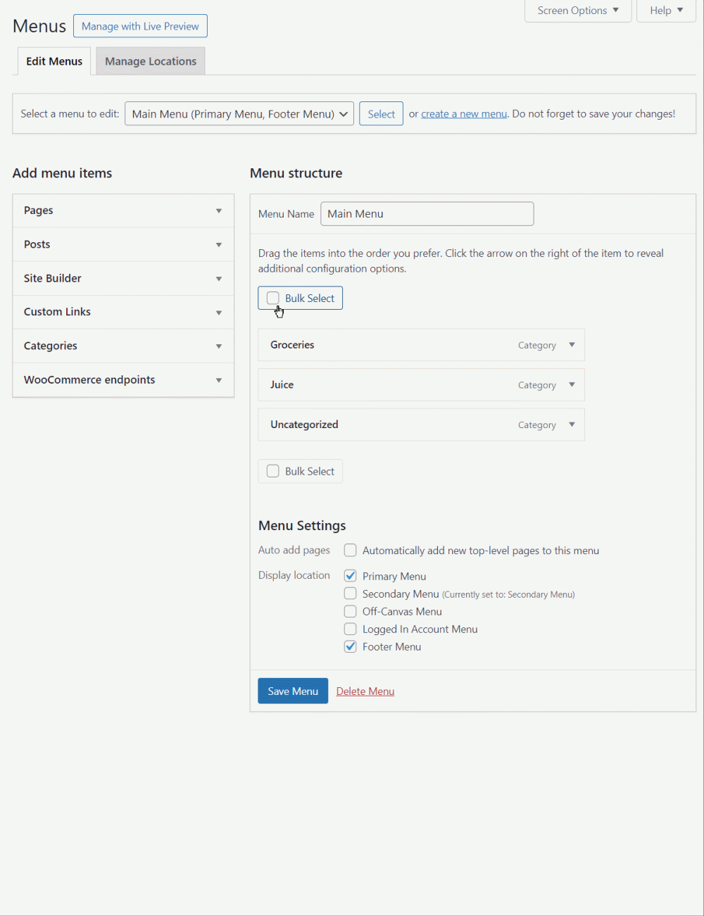 Wordpress edit menu 1 - 外貿獨立站架設網站教學(1):零基礎用Astra主題做外貿獨立站 WordPress架設網站實例教學(1):零基礎用Astra主題做外貿獨立站