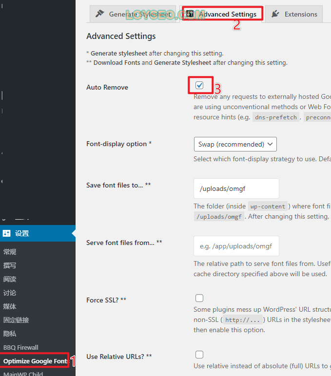 remove google font wordpress