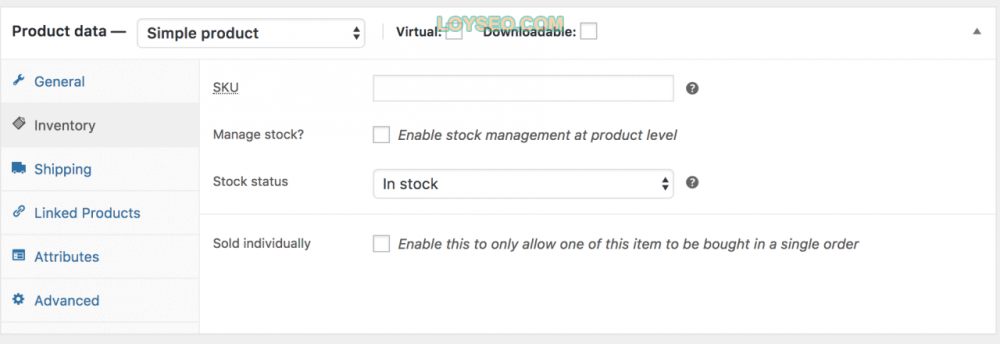 disable stock mgmt - 如何用WooCommerce管理和添加產品 如何用WooCommerce管理和添加產品