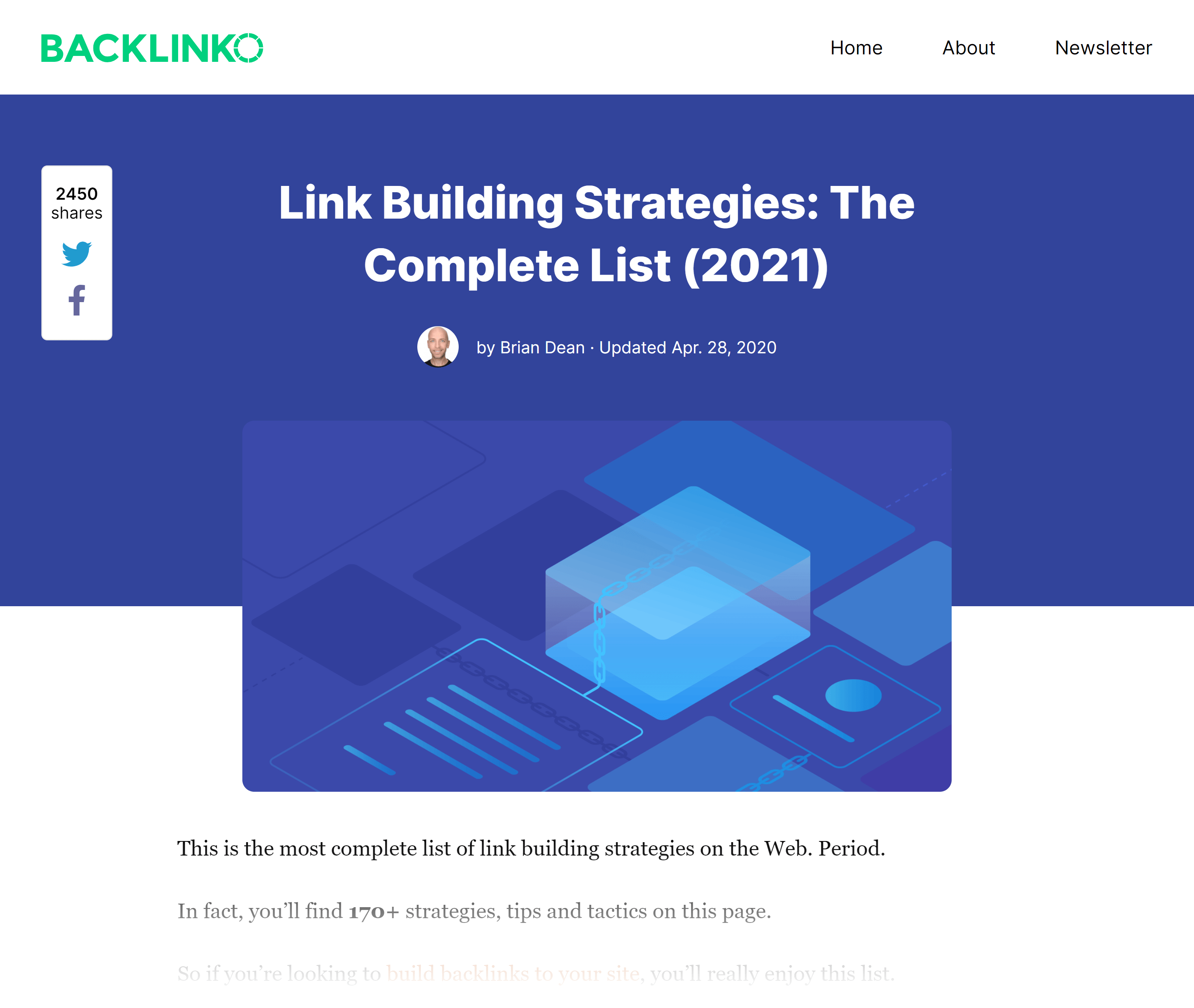 Backlinko – Link building strategies post