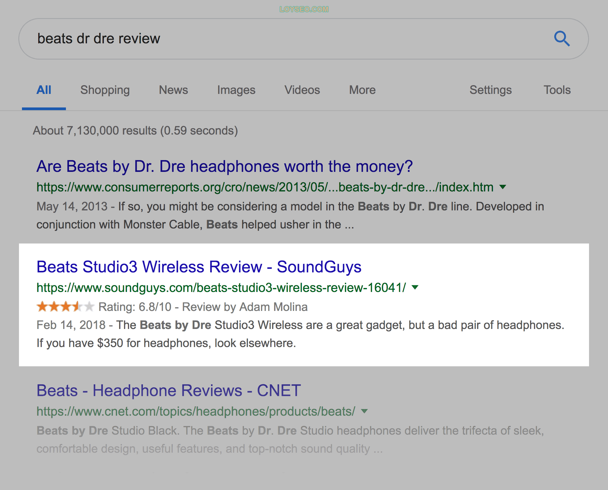 Review stars SERPs
