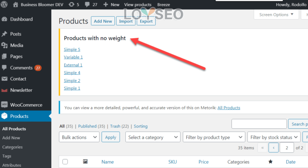 woocommerce find products no weight 1024x560 1 - WooCommerce: 在後台尋找沒有重量的產品 woocommerce find products no weight 1024x560 1