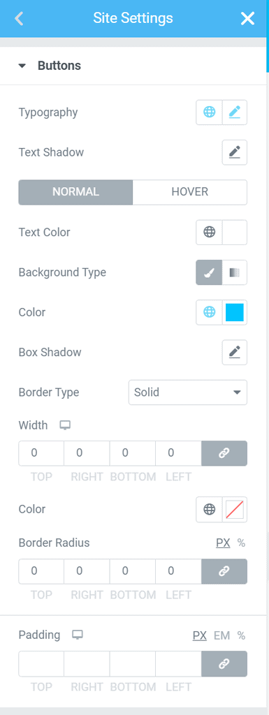 elementor button setting