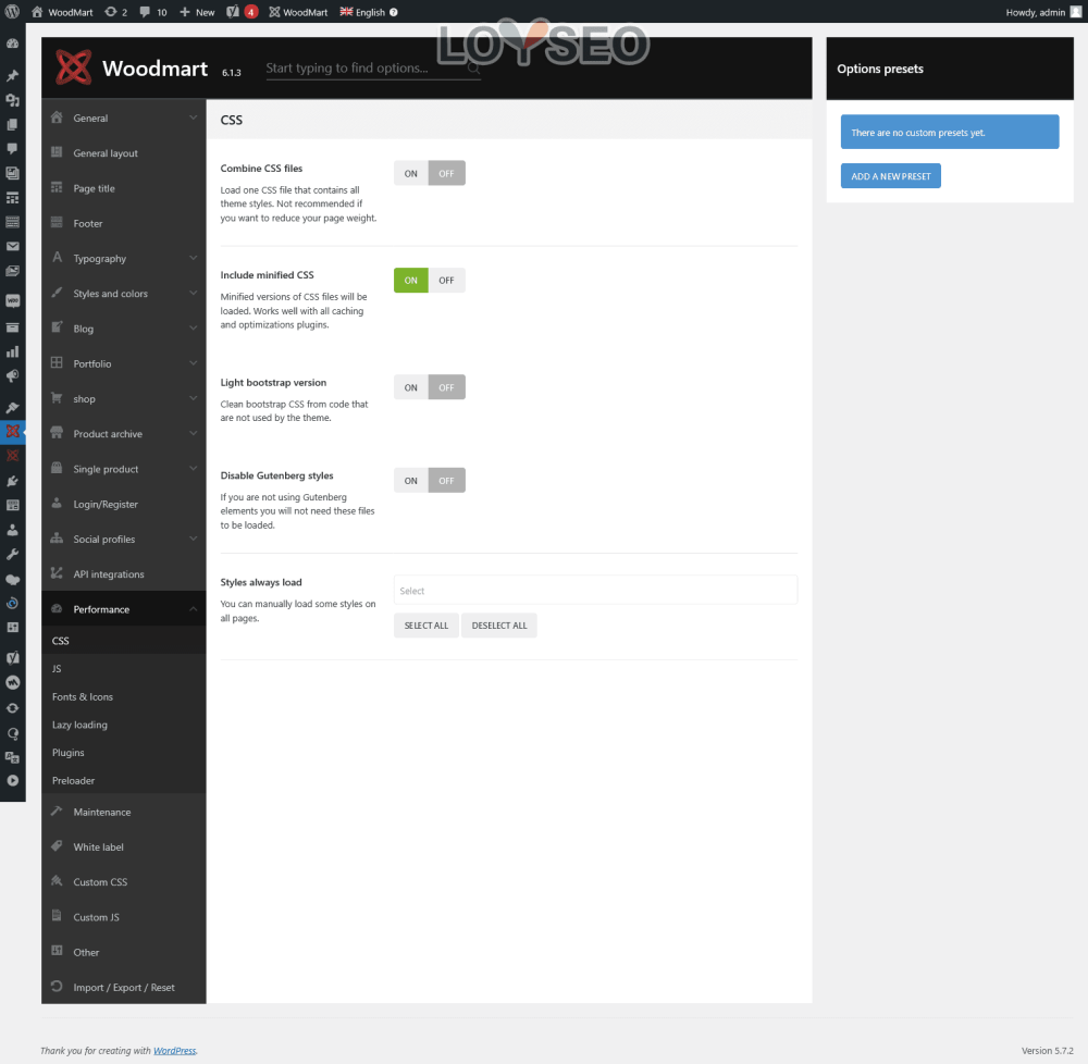 perform css - WoodMart主題設置面板 WoodMart主題設置面板