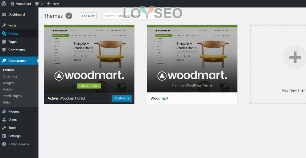 setup child theme - 安裝WoodMart子主題 設置WoodMart子主題