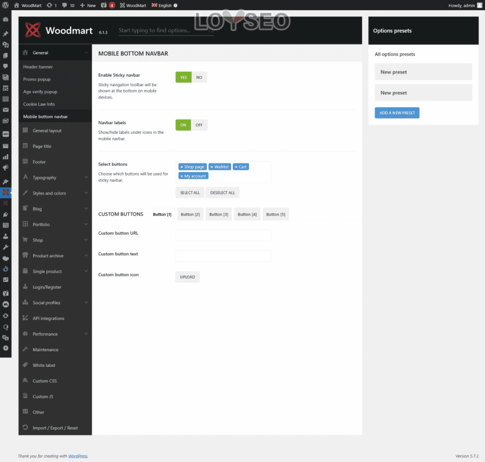adding menu to the site 2 - Woodmart主題設置網站菜單 Woodmart:設置網站功能表