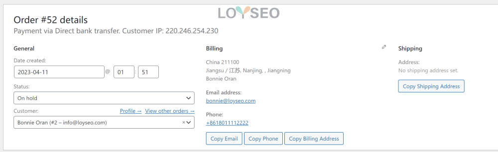 add copy to woocommerce edit order page billing shipping address - WooCommerce:在编辑订单页面,为账单地址、配送地址、邮箱、电话添加一键复制文案的功能 WooCommerce:在编辑订单页面,为账单地址、配送地址、邮箱、电话添加一键复制文案的功能