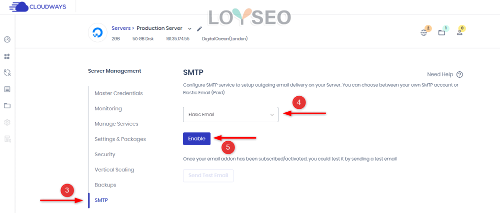 cloudways elastic email addon 11 - 在Cloudways中配置Elastic Email擴展,用以在網站中發送通知、交易、行銷類郵件 將Elastic Email綁定到伺服器的SMTP