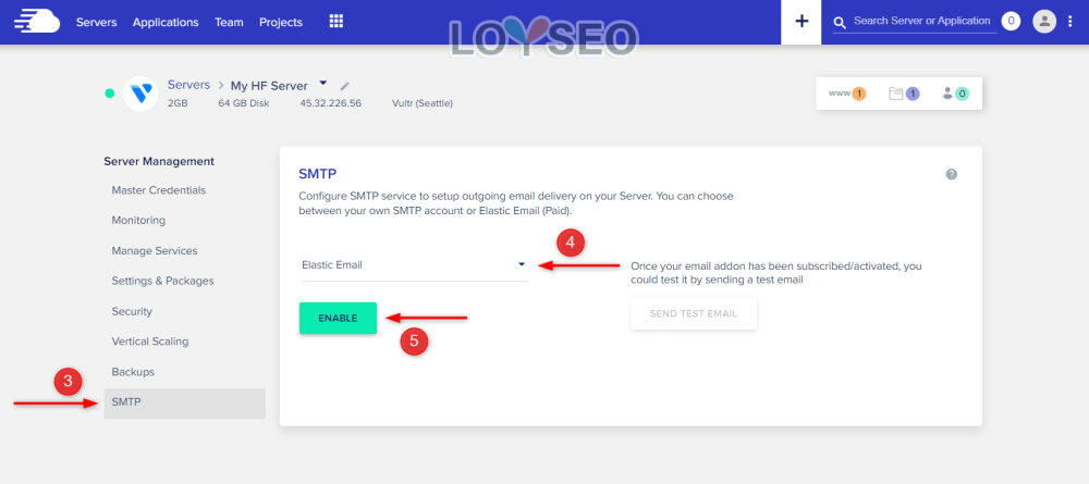 cloudways elastic email addon 12 - 在Cloudways中配置Elastic Email擴展,用以在網站中發送通知、交易、行銷類郵件 將Elastic Email綁定到伺服器的SMTP