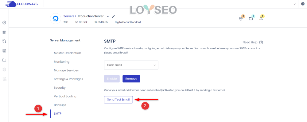 cloudways elastic email addon 3 - 在Cloudways中配置Elastic Email擴展,用以在網站中發送通知、交易、行銷類郵件 在Cloudways中配置Elastic Email擴展,測試郵件發送