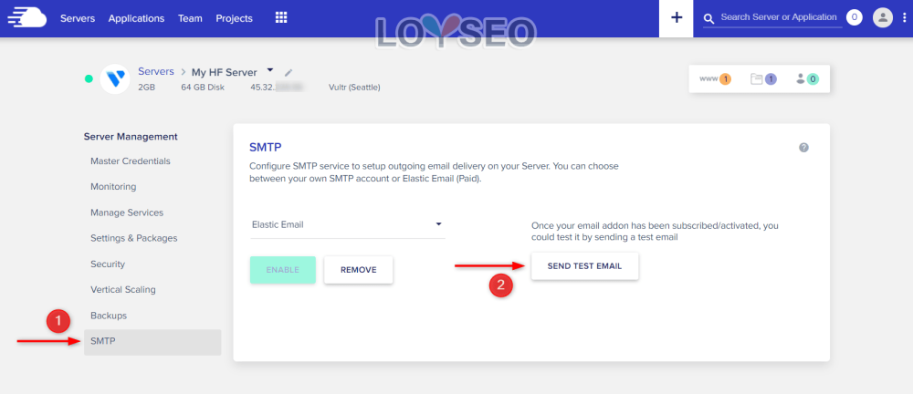 cloudways elastic email addon 4 - 在Cloudways中配置Elastic Email擴展,用以在網站中發送通知、交易、行銷類郵件 在Cloudways中配置Elastic Email擴展,測試郵件發送