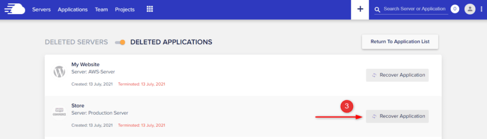 recover a deleted application or server 1 - Cloudways主机:如何恢复被删除的网站或服务器 Cloudways主机:如何恢复被删除的网站或服务器