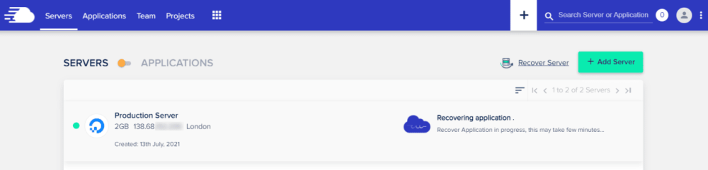 recover a deleted application or server 3 - Cloudways主机:如何恢复被删除的网站或服务器 Cloudways主机:如何恢复被删除的网站或服务器