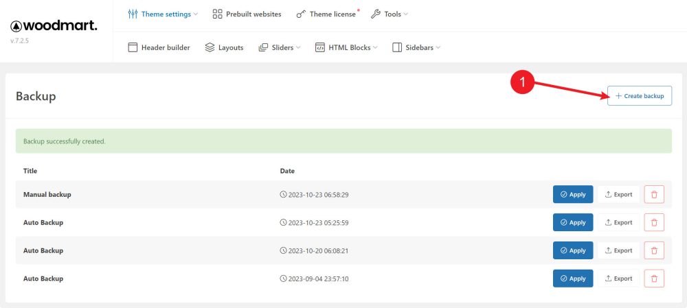 woodmart theme setting create backup - WoodMart主題設置備份 WoodMart主題設置備份