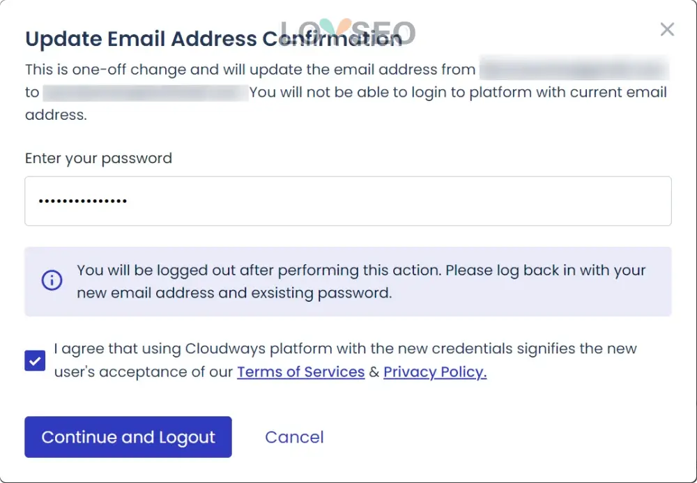 change cloudways email 2 - Cloudways账号的登录邮箱如何更换? Cloudways账号的登录邮箱如何更换?