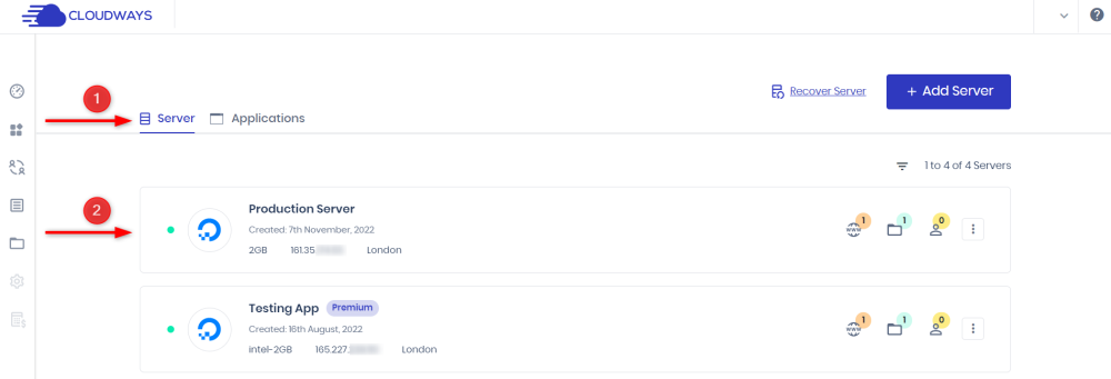 cloudways server 2 - Cloudways:如何用FTP连接到你的网站 Cloudways:如何用FTP连接到你的网站